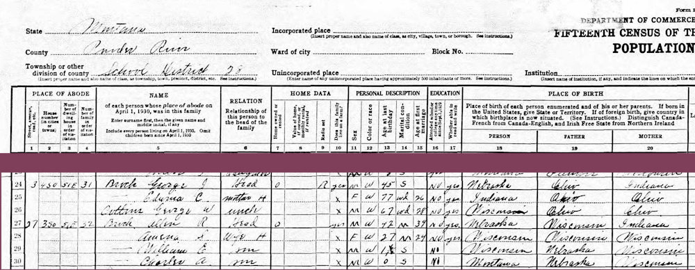 Excerpt of School District 28 1930 Census